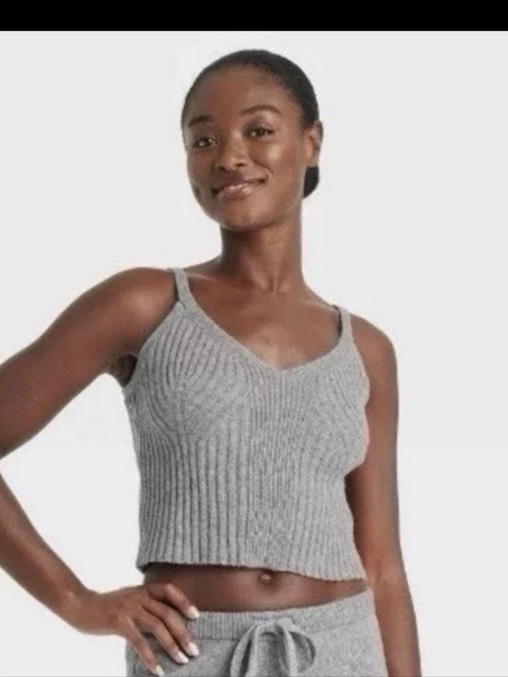 Women's Sweater Pajama Tank Top - Auden Heathered Gray XS